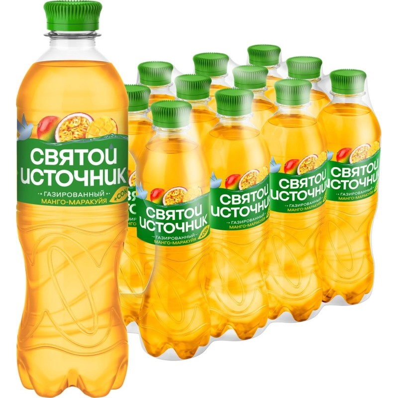Вода питьевая Святой Источни Вода+Сок со вкусом манго-маракуйя газ 0,5л