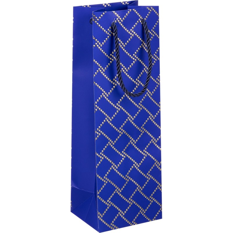 Пакет подарочный с мат.лам.12x35x10см(Bottle)Изысканный,чёрн,210г ППК-4504