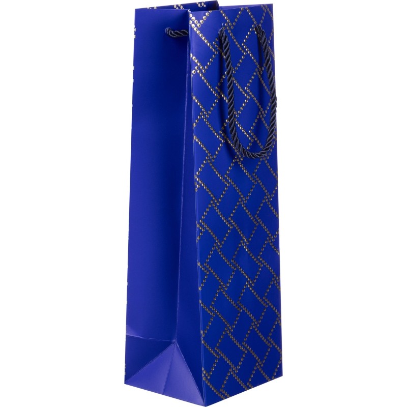 Пакет подарочный с мат.лам.12x35x10см(Bottle)Изысканный,чёрн,210г ППК-4504