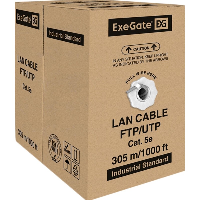 Кабель ExeGate UTP-2-C5e-CCA-S24-IN-PVC-GY-305 UTP кат.5e,305м&lt;EX256745RUS
