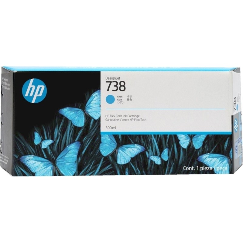 Картридж струйный HP 738XL Голубой/Cyan, 300 мл (676M6A)