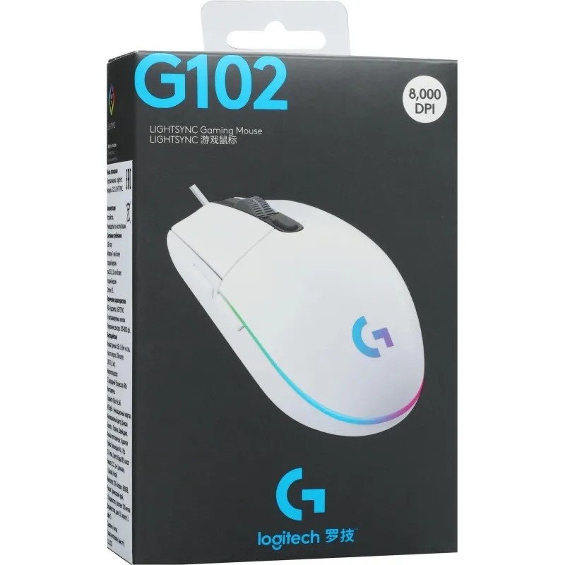 Мышь компьютерная Logitech G102 LightSync White Gaming (910-005809) Мышь компьютерная Logitech G102 LightSync White Gaming (910-005809)
