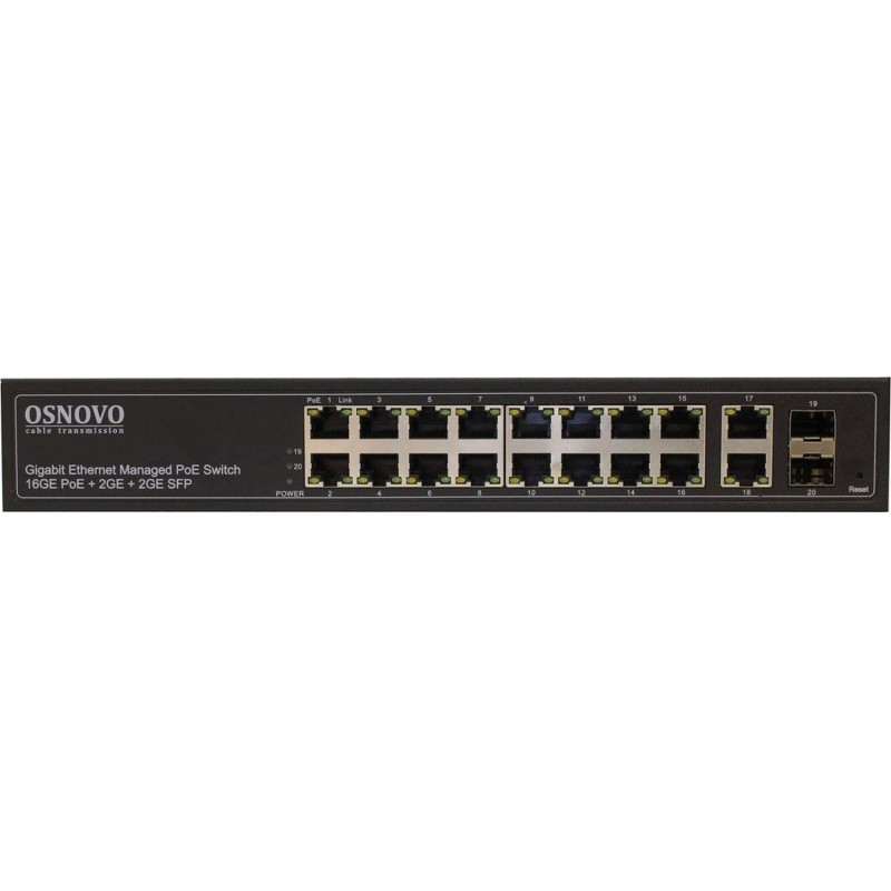 Коммутатор Osnovo SW-8182/L(300W) (L2+) 20x1Гбит/с 2SFP 16PoE 300W упр