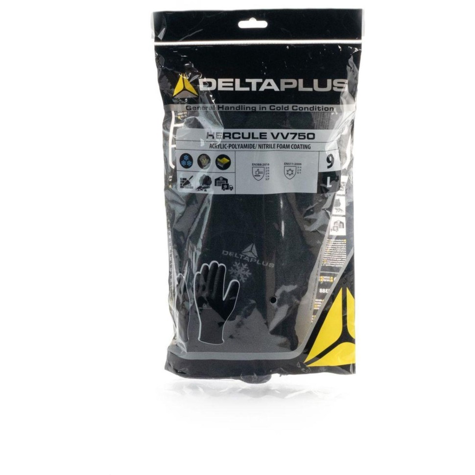 Перчатки DELTA PLUS HERCULE VV750NO10 утепл.трик.нитр.покр.3/4 цв.черн.р.10