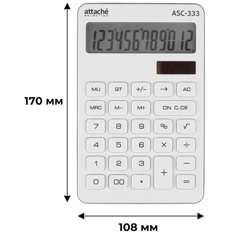 Калькулятор настольный КОМП Attache Selection ASС-333,12р,дв.пит,170x108бел