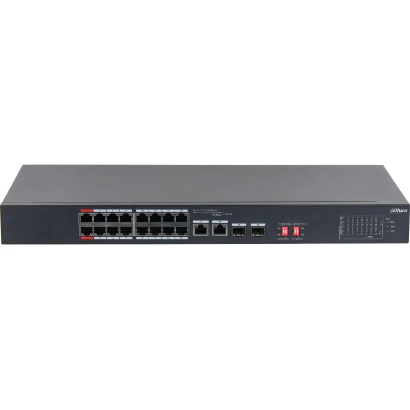 Коммутатор DAHUA DH-S3218-16ET-135,16-порт неуправл,РоЕ,16xRJ45,uplink