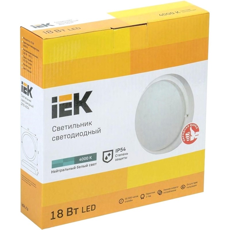 Светильник ЖКХ светодиод  IEK 4004 18Вт,4000К,IP54,LDPO0-4004-18-4000-K01