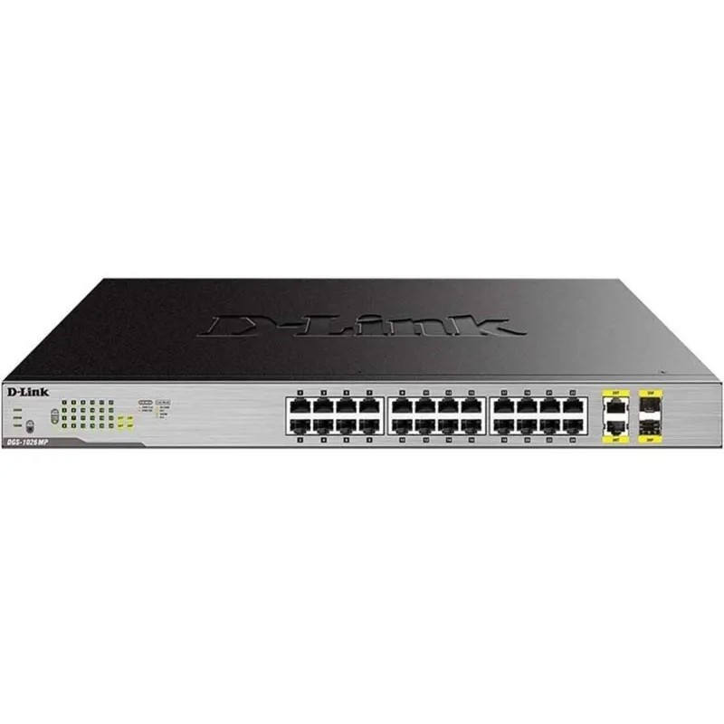 Коммутатор D-Link DGS-1026MP 24x1Гбит/с 2xКомбо(1000BASE-T/SFP) 24PoE 370W