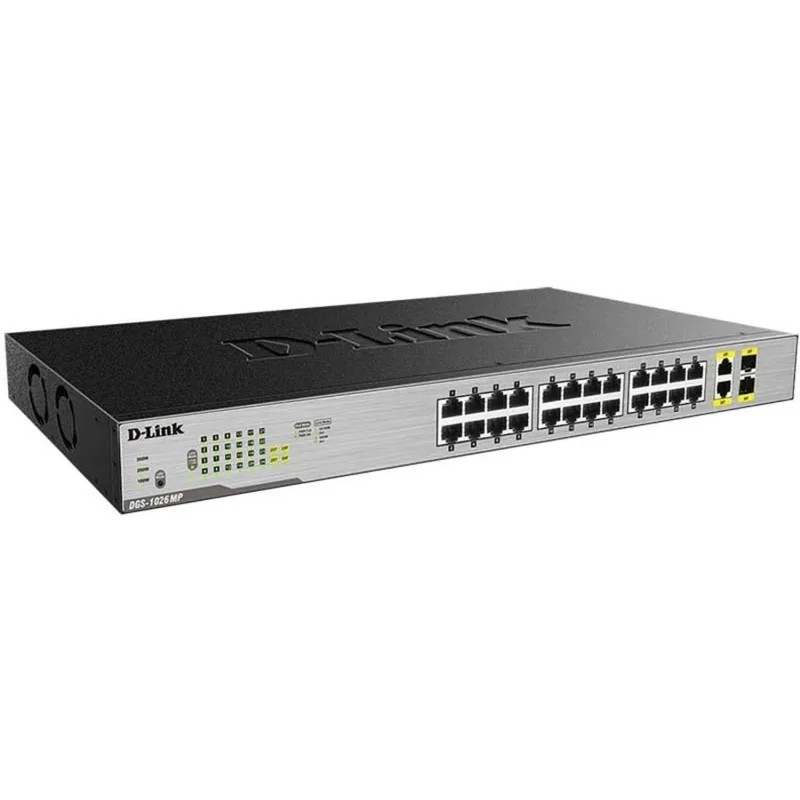 Коммутатор D-Link DGS-1026MP 24x1Гбит/с 2xКомбо(1000BASE-T/SFP) 24PoE 370W