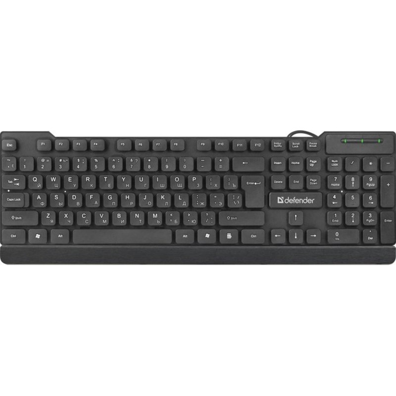 Клавиатура Defender Element HB-190 USB RU,черный,полноразмерная, проводная