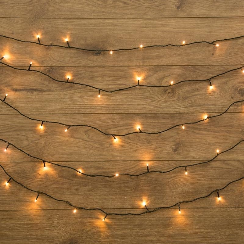 Гирлянда светодиодная Твинкл Лайт 10м, тем-зел ПВХ, 80LED,Теп бел 303-046
