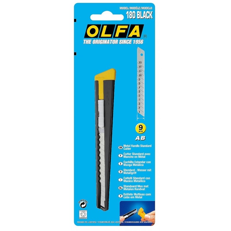 Нож OLFA с металлическим корпусом, 9мм,черный, OL-180-BLACK