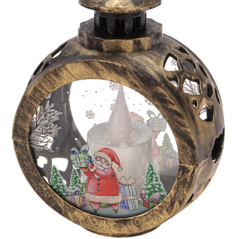 Фонарь дек со свечкой,бел/чер/красн/бронзов корпус 13x5,3см,теп.бел,513-076