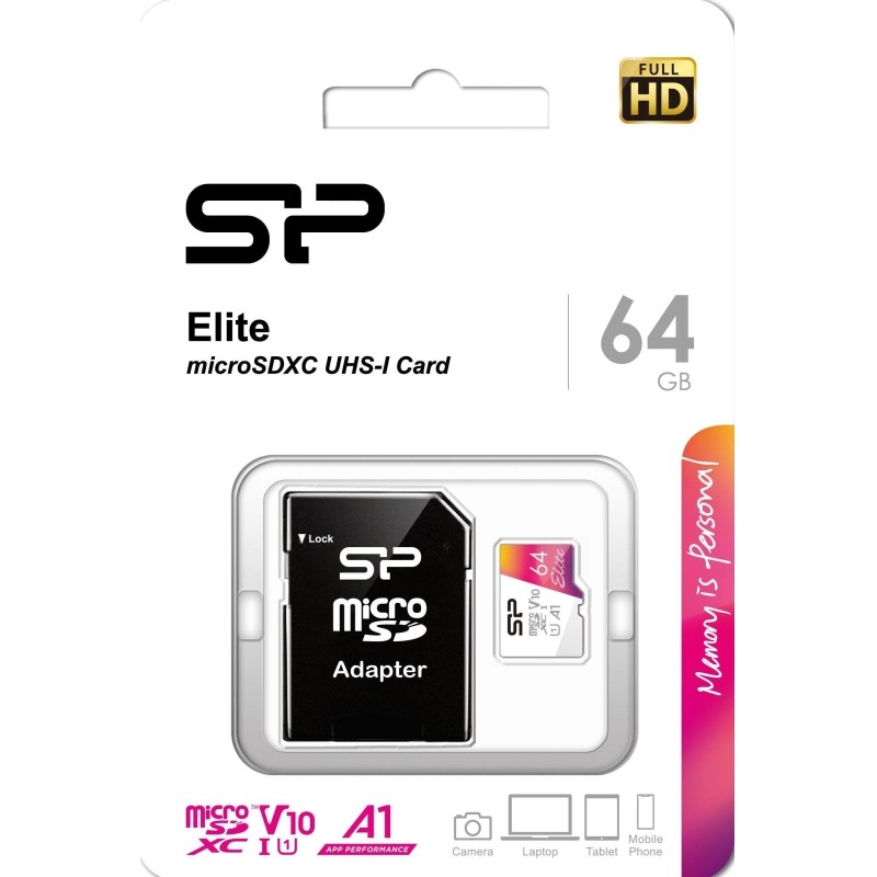 Карта памяти Silicon Power Elite 64GB Class 10. A1. UHS-I U1. Full HD