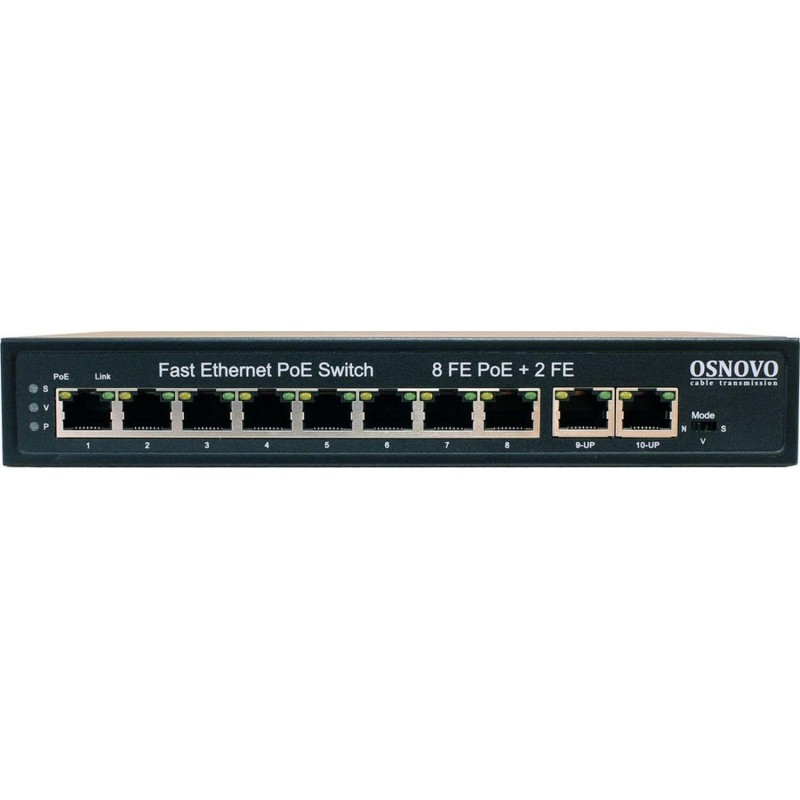 Коммутатор Osnovo SW-21000(120W) (L2) 10x100Мбит/с 8PoE 120W неуправляемый