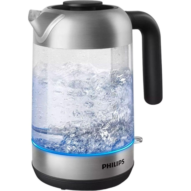 Чайник Philips HD9339/80, 2200Вт, 1,7л, стекло/нерж/черн. пластик