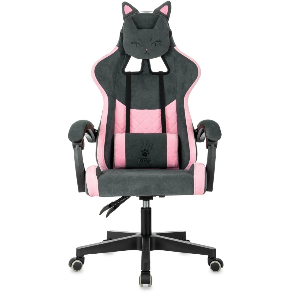 Кресло игровое VB_ Knight Kitty Fabric сер/роз ткань пластик чер