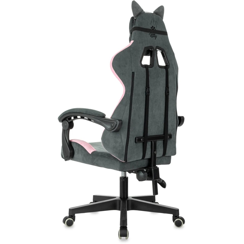 Кресло игровое VB_ Knight Kitty Fabric сер/роз ткань пластик чер