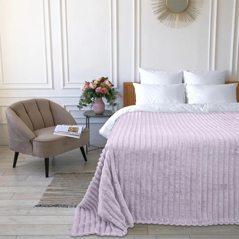 Покрывало 150х200 BRAVO Family велсофт Волна г/к №20 лиловый в пакете