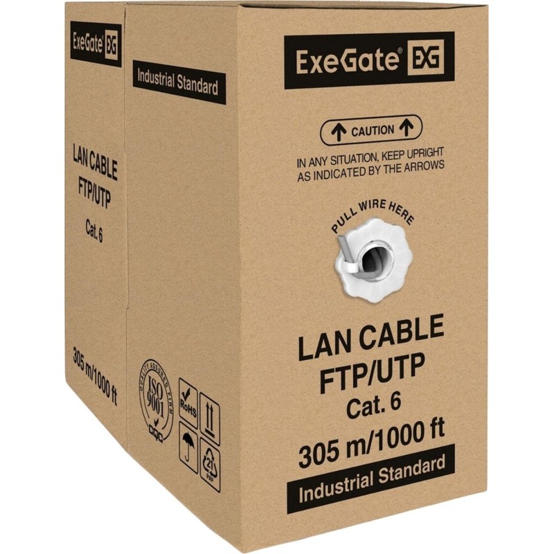 Кабель ExeGate FUTP4-C6-CU-S23-IN-PVC-GY-305-FLUKE FTP