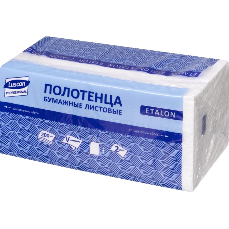 Полотенца бумажные д/дисп. Luscan Professional Vслож 2сл белцел200л18пач/уп