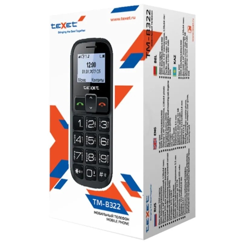 Мобильный телефон teXet TM-B322 цвет черный-красный