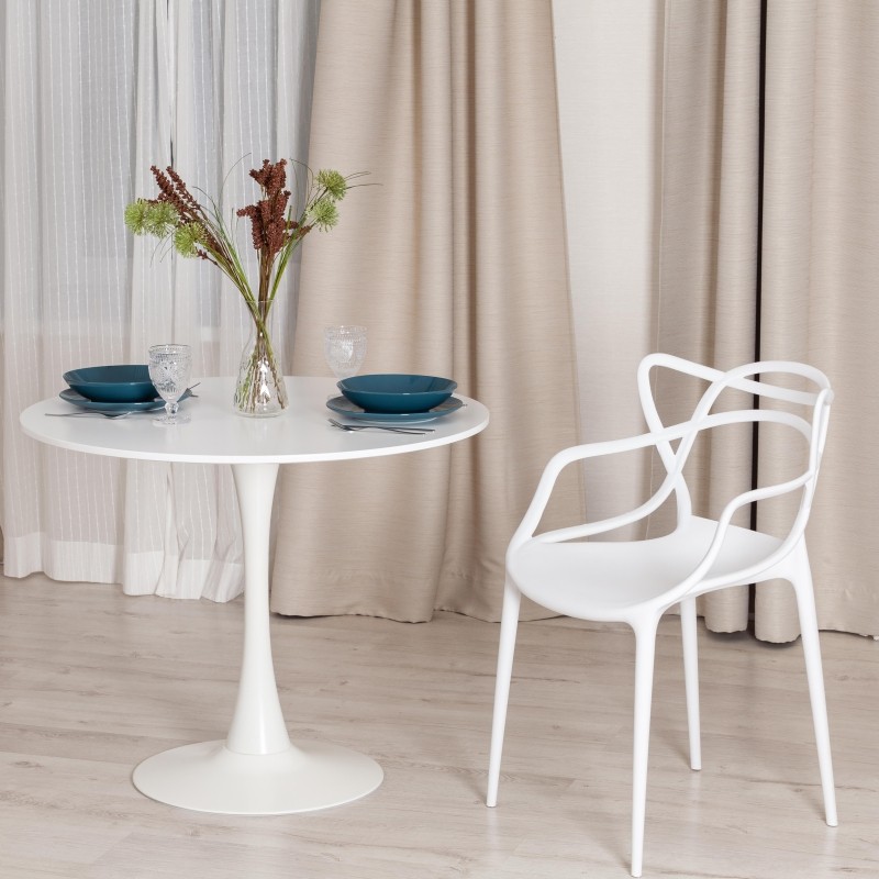 Стол TULIP (mod. 011), металл, мдф, 90 х 90 х 75 см, белый