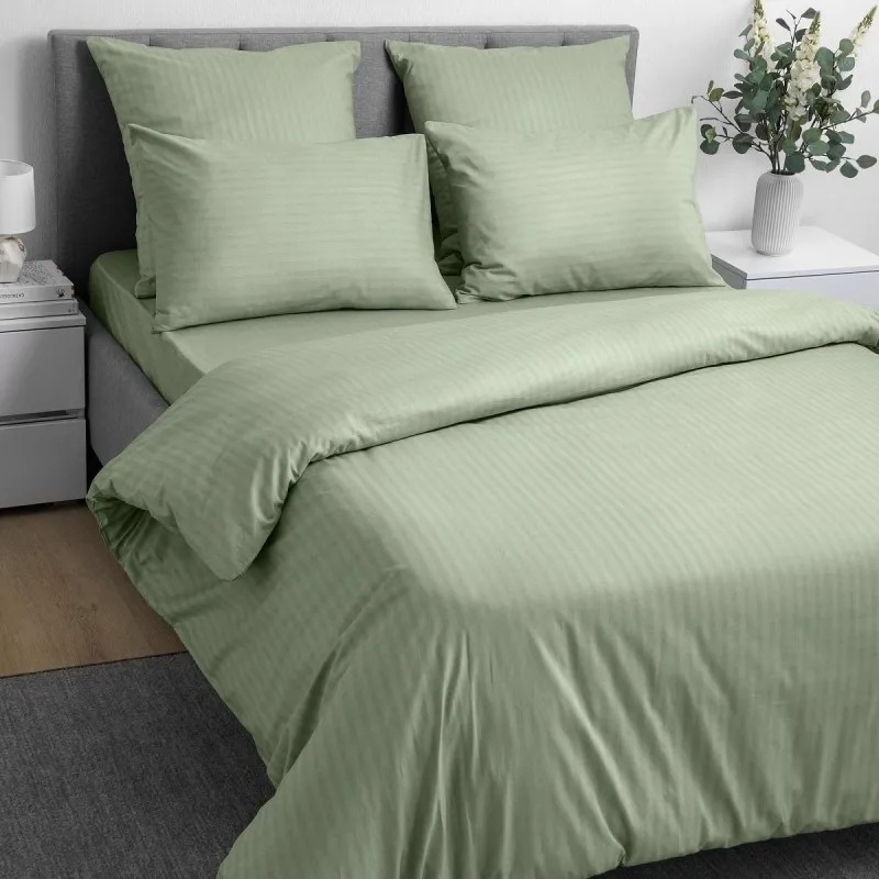 Постельное белье 1,5сп страйп-дизайн (нав. 50х70 2 шт.), Smoke Green 782118