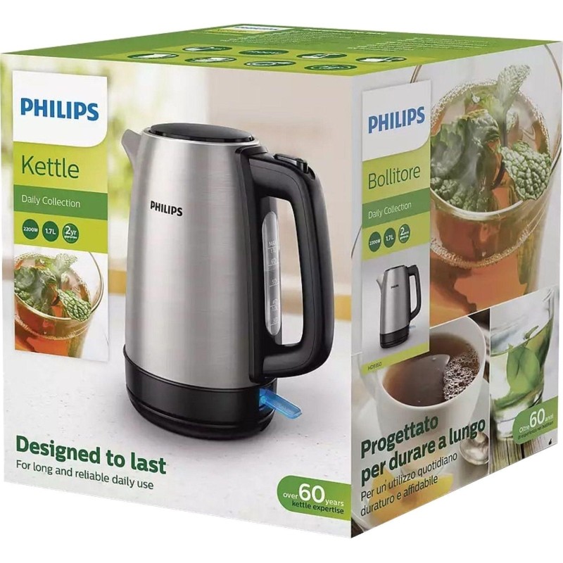 Чайник Philips HD9350/90, 2200Вт, 1,7л, нерж/черн. пластик