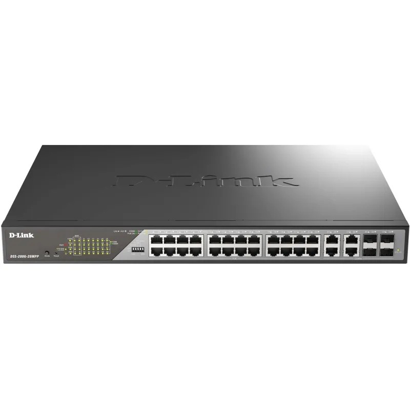 Коммутатор D-Link DSS-200G-28MPP/A1A (L2) 24x1Гбит/с 4xКомбо настраиваемый