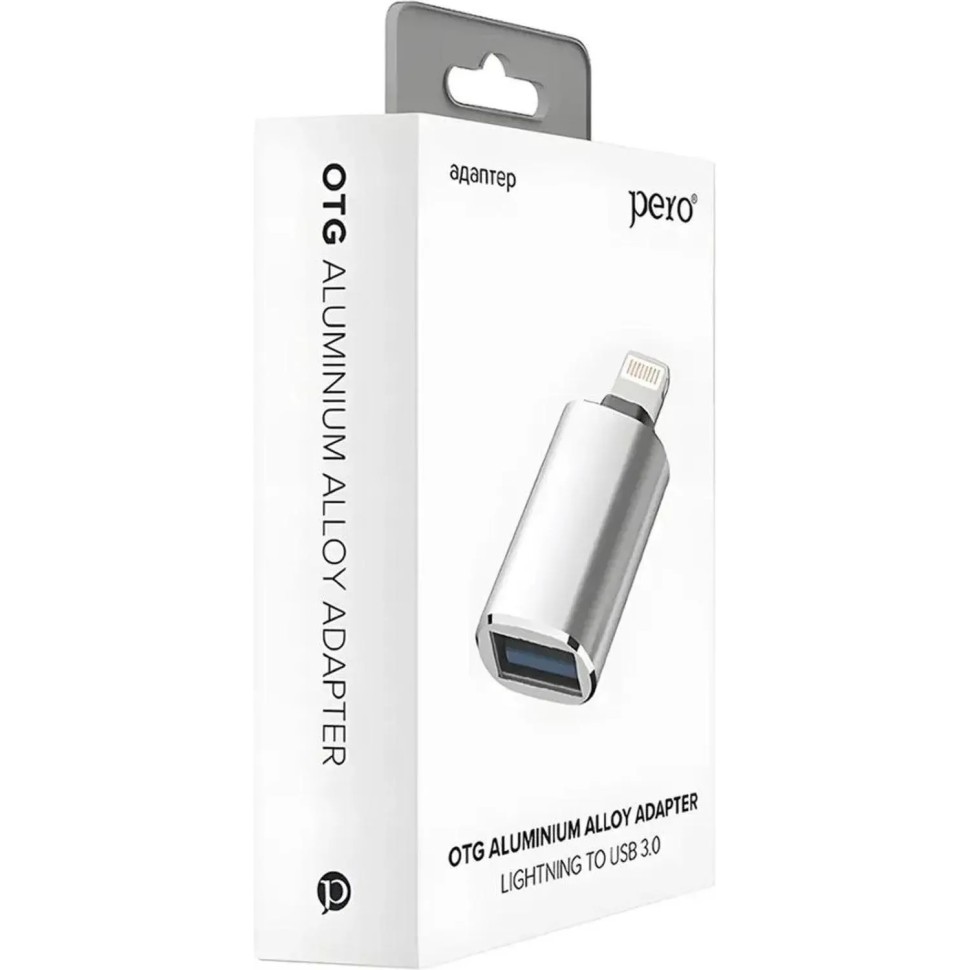 Адаптер PERO AD02 OTG LIGHTNING TO USB 3.0, серебристый Адаптер PERO AD02 OTG LIGHTNING TO USB 3.0, серебристый