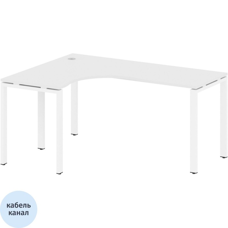 Стол Metal System St эрг лев П-обр. м/к БП.СА-4Л 1600x1200x750 Белый/Белый