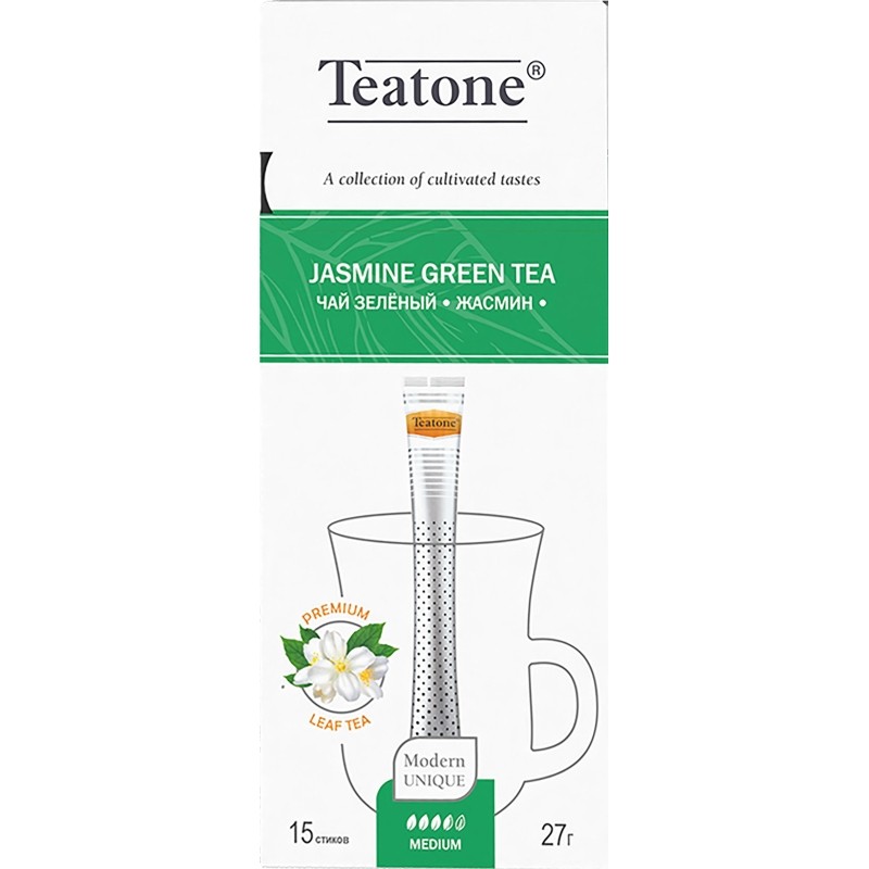 Чай Teatone зеленый с жасмином в металл.стике 15шт/уп. 737