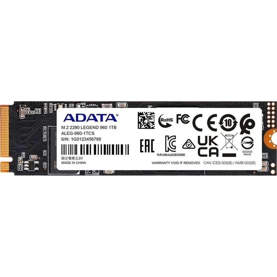 SSD накопитель A-DATA Legend 960 M.2 1Tb, PCI-E 4.0 x4 2280(ALEG-960-1TCS)