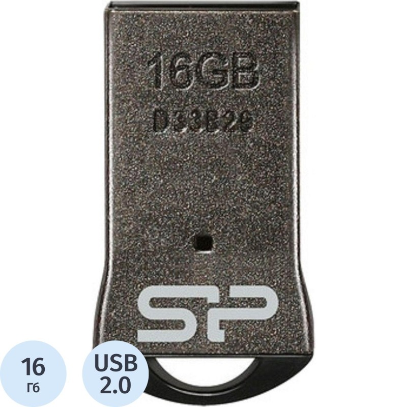 Флеш-память Silicon Power Touch T01 16Gb/USB 2.0/Черный (SP016GbUF2T01V1K)
