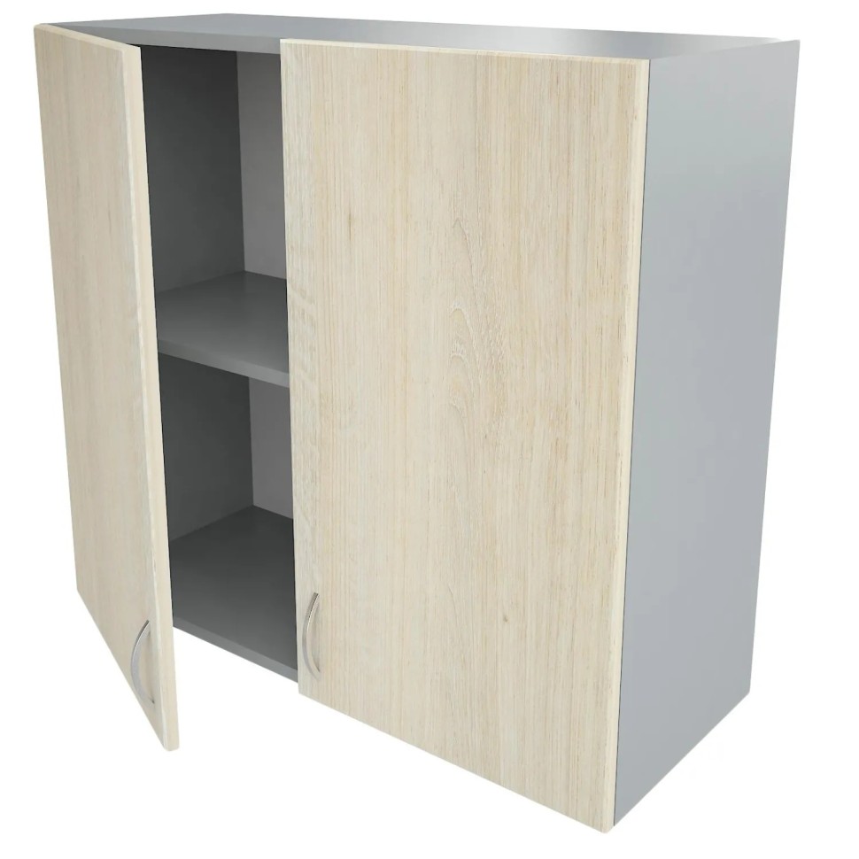 Шкаф КМ_Ринг навесной 80см с 2 дв. светлый дуб шамони/серый