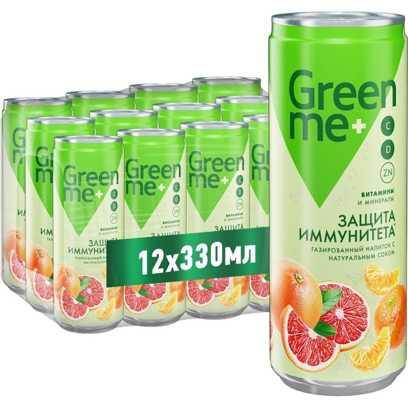 Напиток GreenMe Plus Immunity Protect функциональный газ ж/б 0,33л