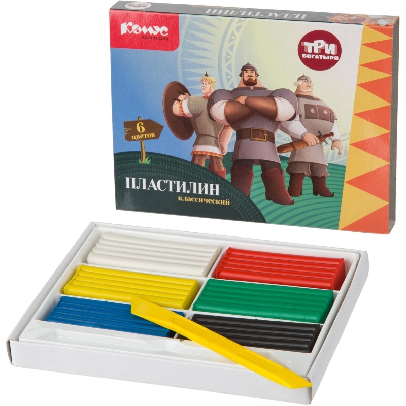 Пластилин классический Три богатыря наб.6цв 120г