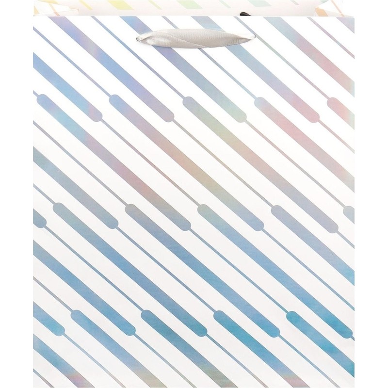 Пакет подарочный с мат.лам.26x32x10см (L) Зеркальный,полоски,210г ППК-4508