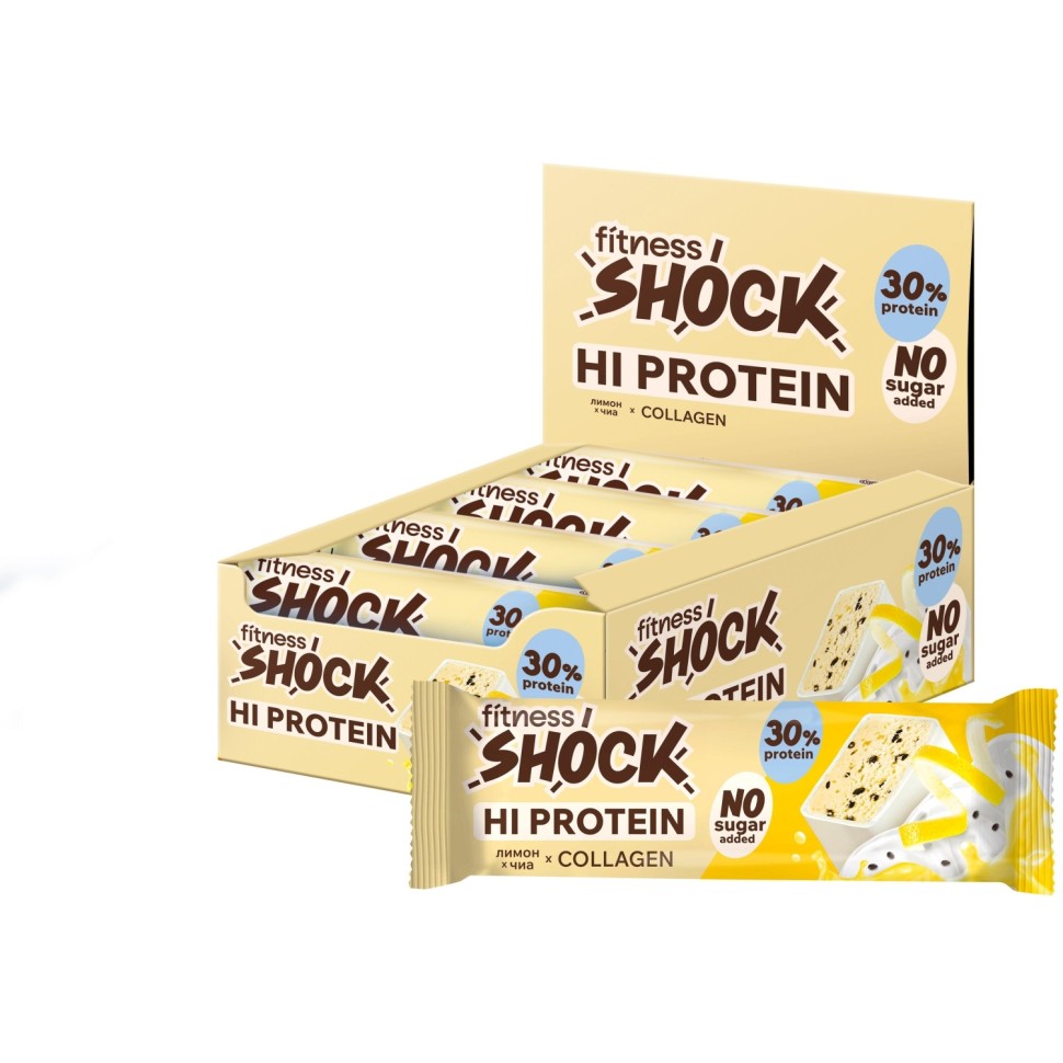 Батончик FitnessSHOCK Лимон-чиа глазированный 40гx12шт/уп