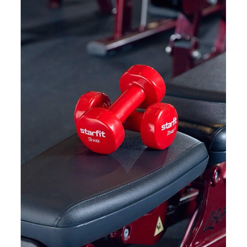 Гантель виниловая STARFIT DB-101 3 кг, красный., ЦБ-00001450