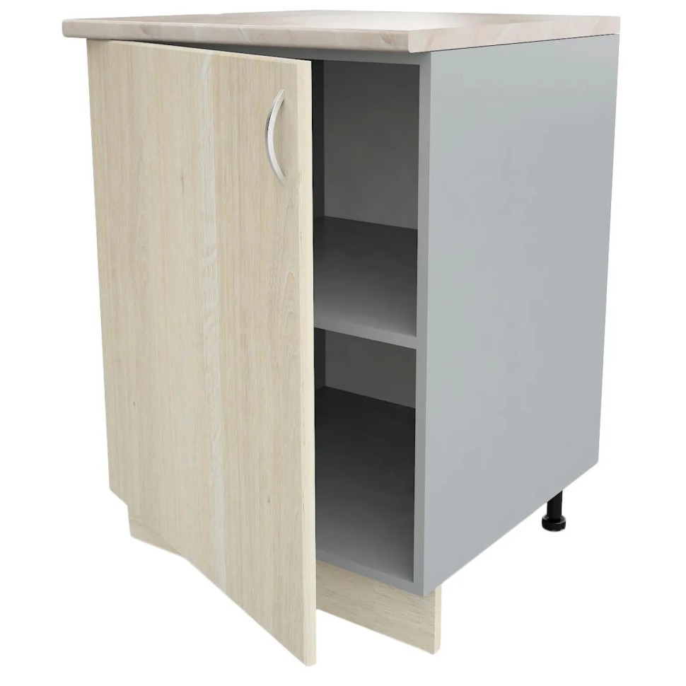 Шкаф КМ_Ринг напольный 60см с 1 дв. Св. дуб шамони/серый