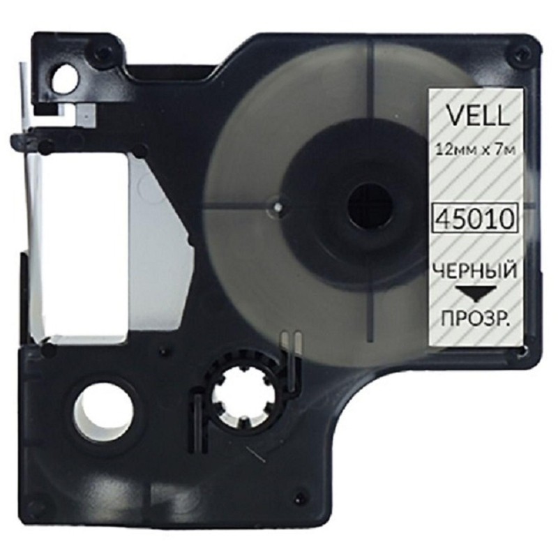 Картридж Vell VL-D-S0720500/45010 (12 мм, чер на прозрач) для LM(vell45010)