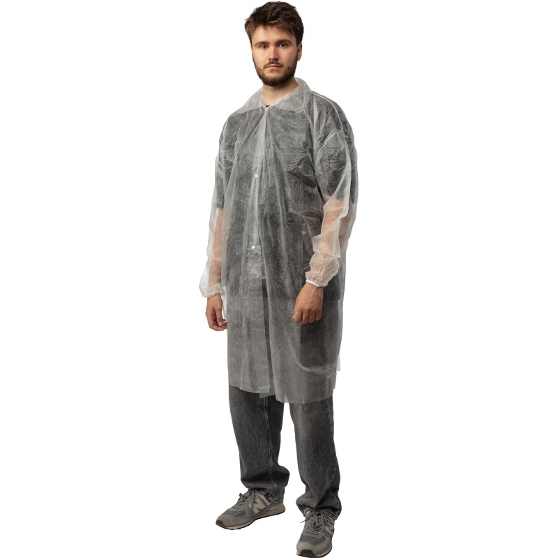 Халат процед однораз. рук.рез,на кнопках,XXXL,дл.110см,пл 20,белый,10шт/уп