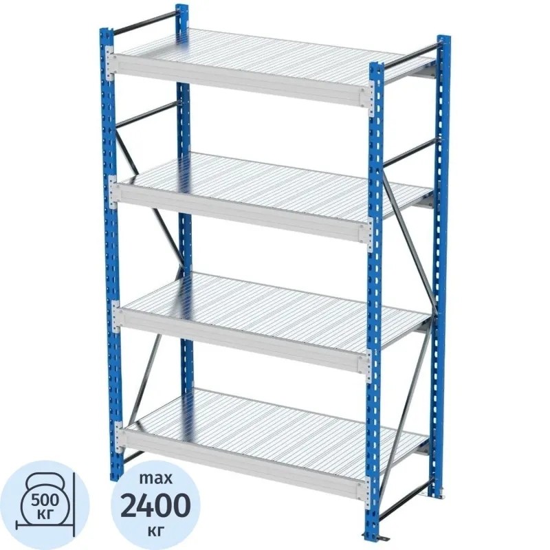 Стеллаж металлический MZ_SGR-V-18104-2,5 4 яруса 1800х1000, Выс. 2500