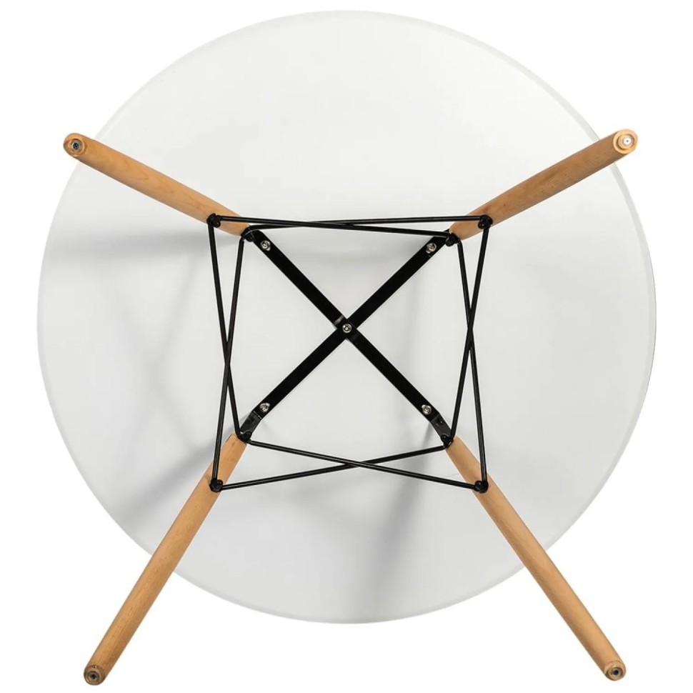 Стол обеденный SG_Eames DSW круглый,опоры бук, D1000, МДФ белый