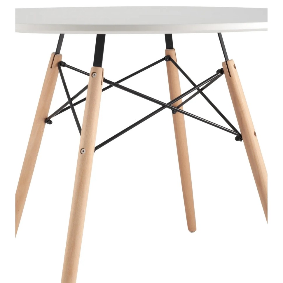 Стол обеденный SG_Eames DSW круглый,опоры бук, D1000, МДФ белый