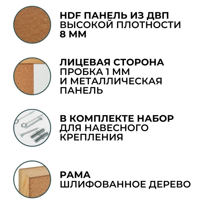 Доска комбинированная для информации пробк/магн-маркерн Attache 45x60