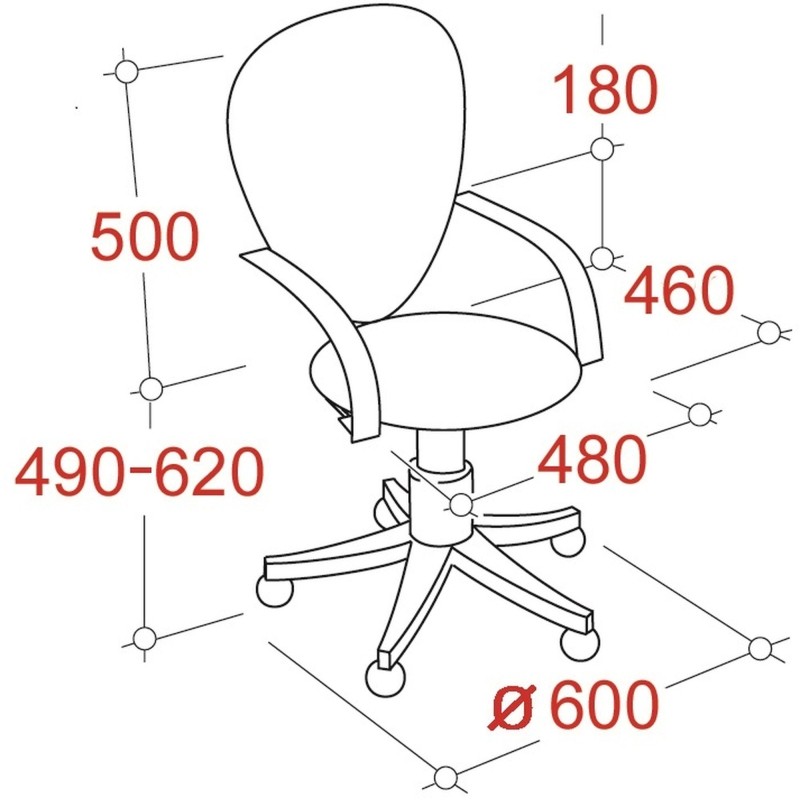 Кресло FA_EChair-222 PC ткань красная ТК12, Silver