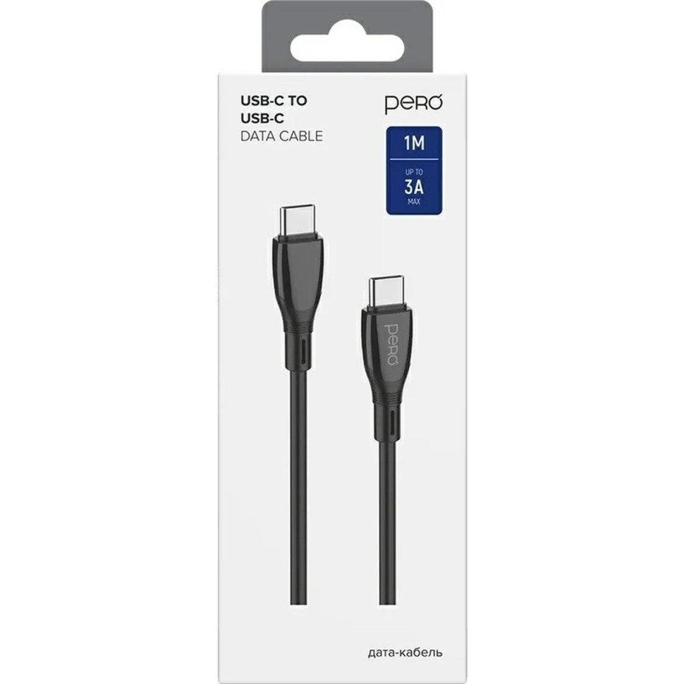 Кабель PERO DC11 PD Type-C to Type-C, 60W, 1m, Black Кабель PERO DC11 PD Type-C to Type-C, 60W, 1m, Black